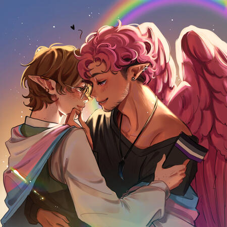 Pride 2025 w/ Fiancé WingedBlue Art by Ur_twigg